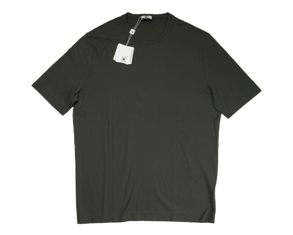 Kired by Kiton $250 NWT Crepe Cotton Short Sleeve Gray Slim T-Shirt L (52 IT)