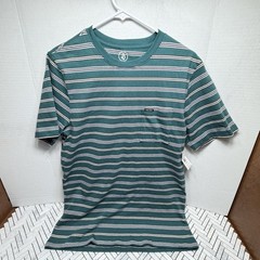 NEW Volcom Striped Green Short Sleeve T-Shirt (Multiple Sizes)