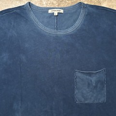 Cotton Citizen Shirt Mens Large Blue Short Sleeve Raw Split Hem 100% Supima USA