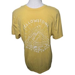 Goodfellow & Co Mens Yellowstone Hike The Trails Graphic T-Shirt Yellow Medium