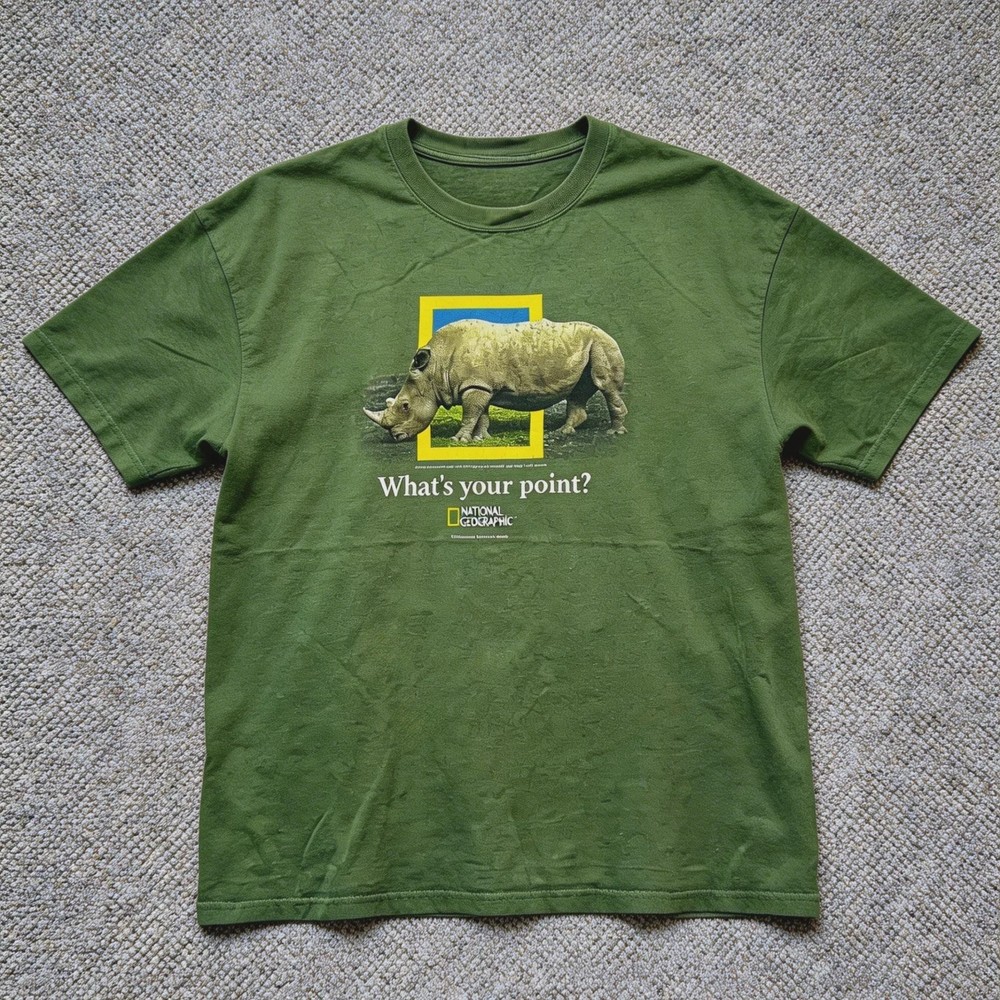 National Geographic Rhino Whats Your Point T Shirt Unisex