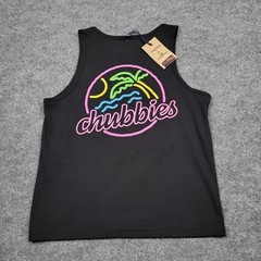Chubbies Shirt Mens Small Black Neon Dream Tank Top Tropical Beach Graphic Tee