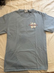 Trader Joe’s Logo Graphic Dusty Blue Cotton Knit Double-Sided Short Sleeve Tee S