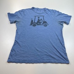 Travis Mathew Graphic Shirt Mens Large Blue Crew Neck Golf Cart Casual