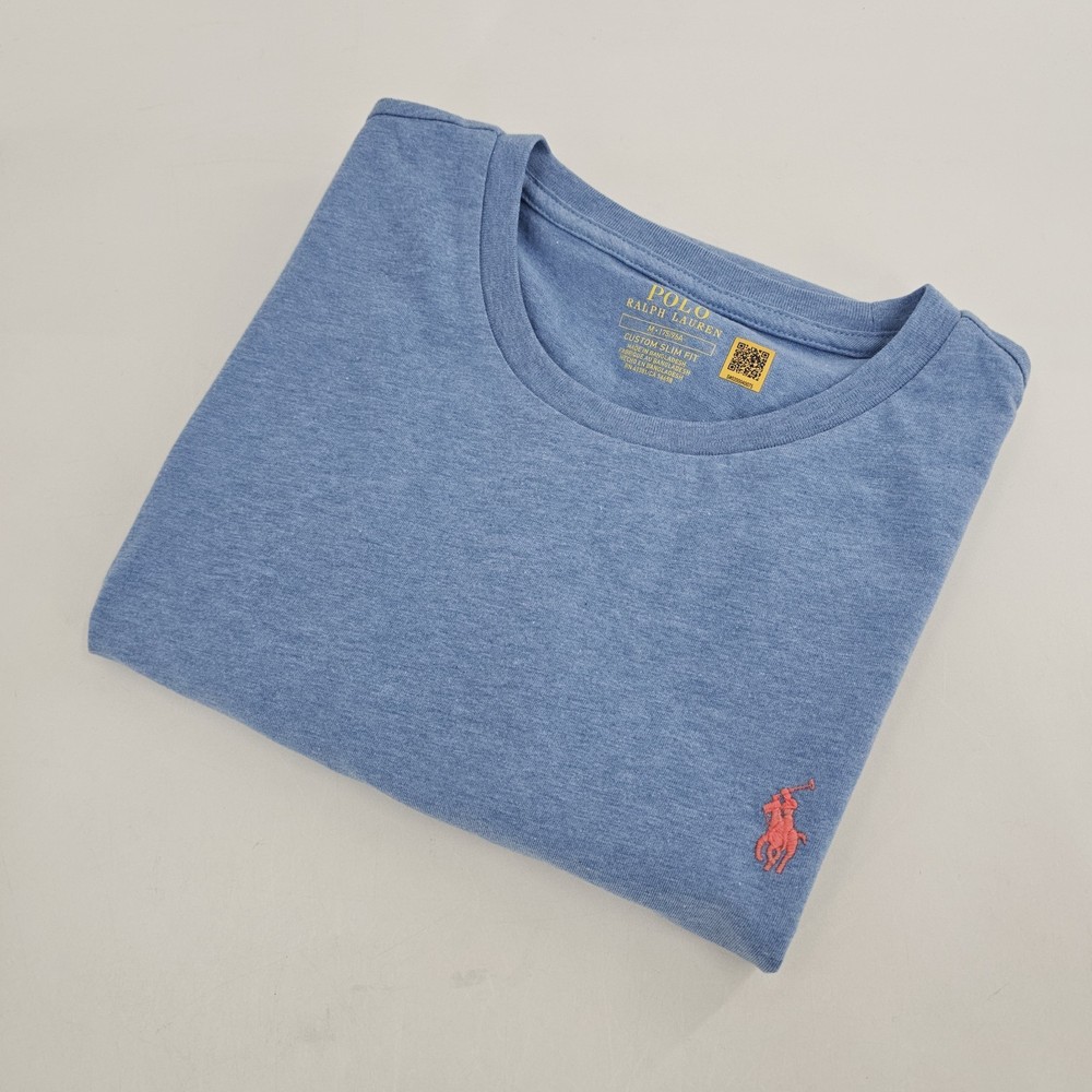 Polo Ralph Lauren Custom Slim Fit T-shirt Pony Logo Mens MEDIUM M Blue NEW