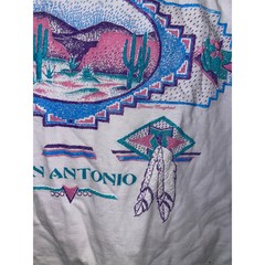 Vintage Fiesta Texas San Antonio Shirt Multicolor Graphic Large White Tee