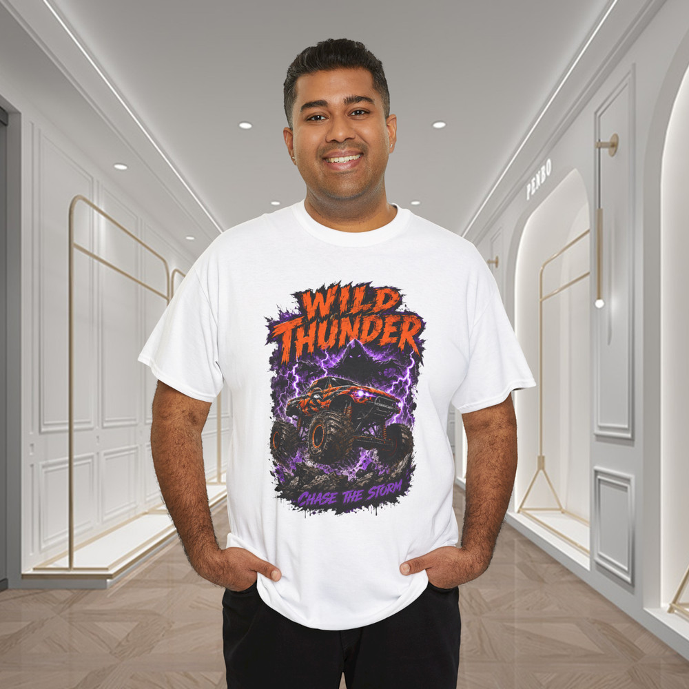 Wild Thunder Monster Truck Chase The Storm Graphic T-Shirt