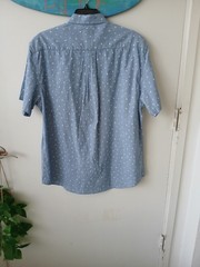 Polo Assasin Mens Sz L. Blue Tiny Palm Trees & Anchors Button Down Soft Cotton