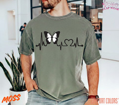 Unisex Butterfly Heartbeat Lifeline T shirt Men T shirt Women valanity Romantic