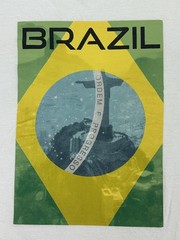 Bay Island Sportswear Brazil Shirt Mens Large Christ the Redeemer Flag Graphic