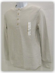Long Sleeve Textured 4 Button HENLEY Shirts Goodfellow Tan / Brown / Green