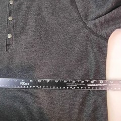 Eddie Bauer Mens XL Charcoal Gray Fleece Lined Waffle Knit Henley Shirt