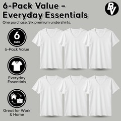 Brooklyn Vertical Mens 6-Pack V Neck Undershirts Short Sleeve Cotton Round Neck
