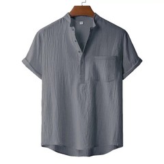 Men’s Cotton Linen Henley T-Shirt Short Sleeve Beach Hawaii Casual Shirt Style!