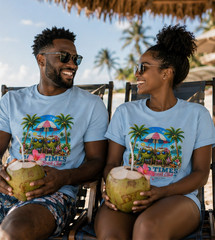 Funny Coconut Beach Shirt Good Times Tropical Vacation Summer Gift Tee – Black