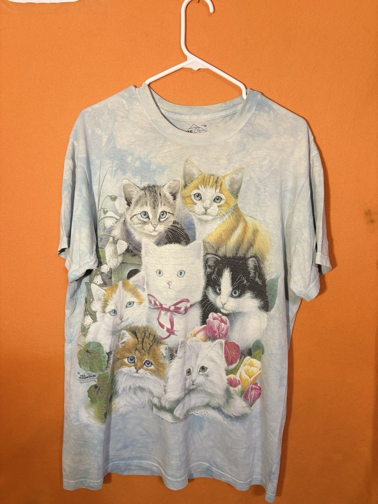 The Mountain Classic Kitten Shirt Sky Blue , Cute Graphic Mens Sz Medium