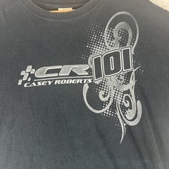 Vintage Y2K Casey Roberts 101 Two Sided Graphic Racing Tee Size L Black
