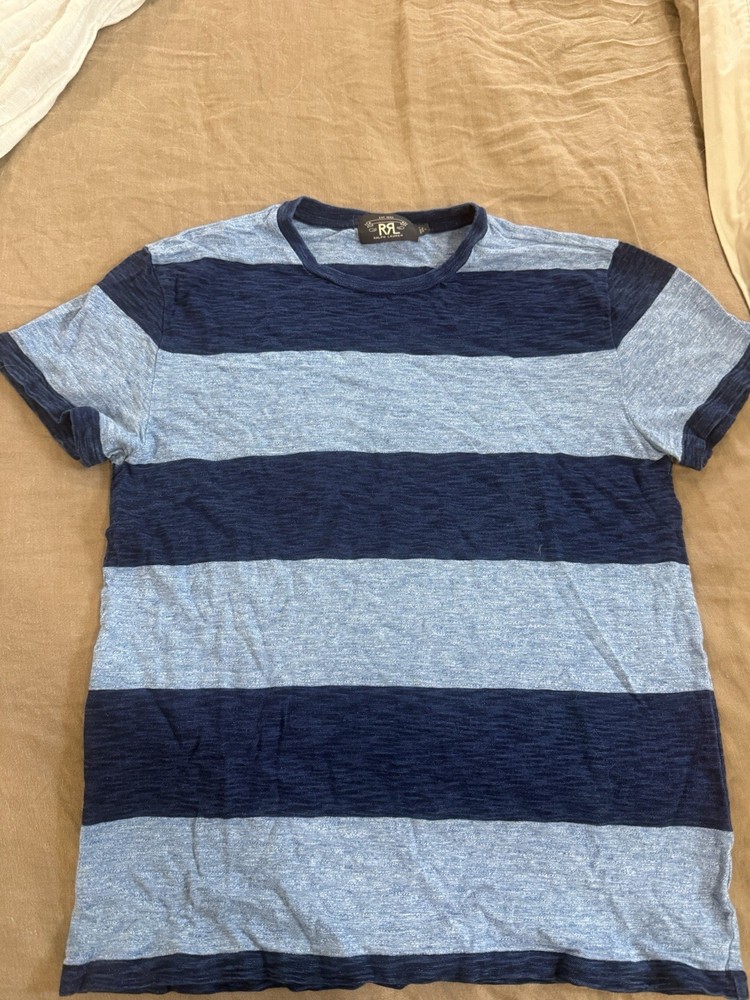 RRL Indigo Wide Stripe T Shirt-large