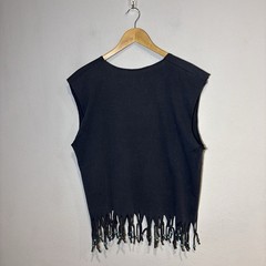 Rodeo PBR Fringe T-Shirt Mens L Black Beaded Native Style Vintage 90s Fringe USA