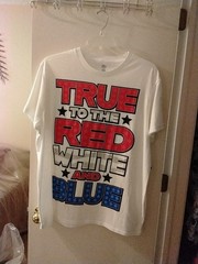 Men’s White T-Shirt True to the Red White and Blue Patriotic Logo Size 2X