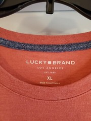 Lucky Brand Crewneck Ribbed Collar Side Slip Hem Short Sleeve Jersey Tee