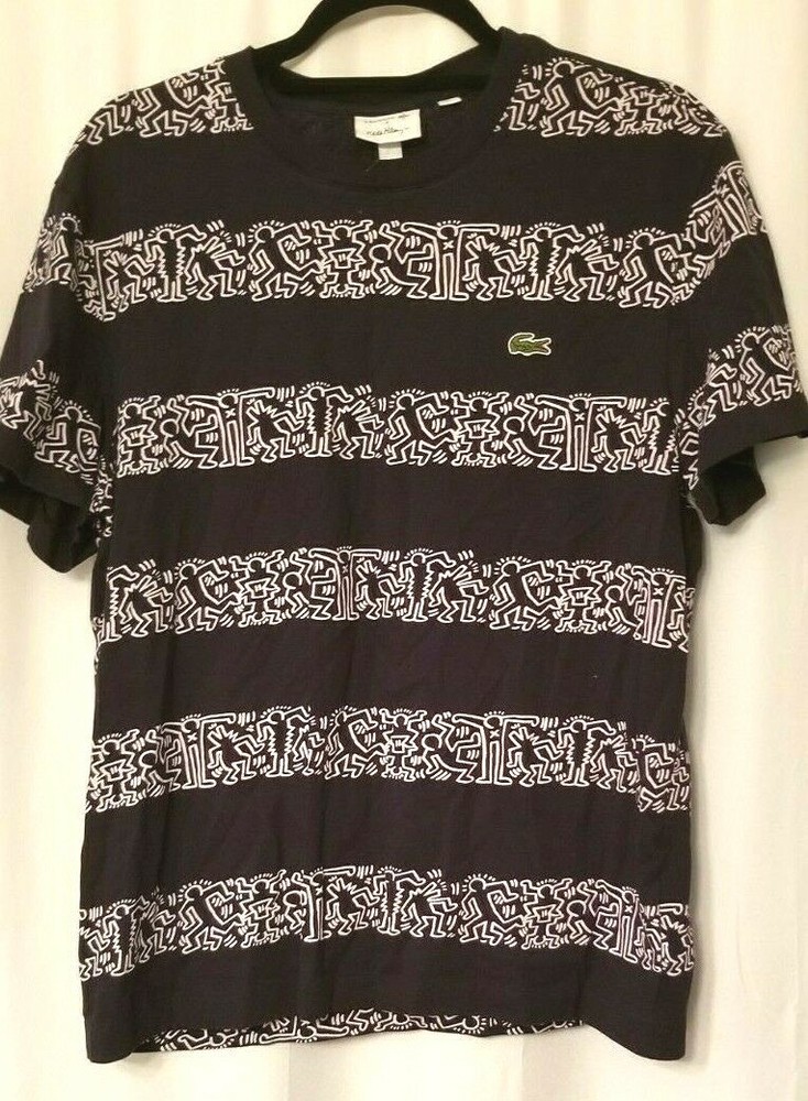 Lacoste X Keith Haring Shirt Navy White Alligator Logo RARE Collab Size Large