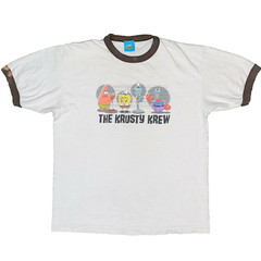 Y2K Spongebob SquarePants The Krusty krew White Ringer Tshirt – L Nickelodeon