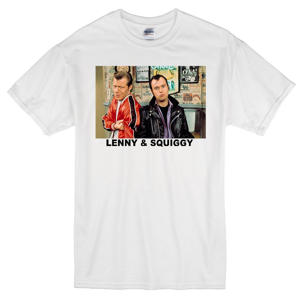 LENNY AND SQUIGGY LAVERNE & SHIRLEY DAVID LANDER MICHAEL MCKEAN TV WHITE T-SHIRT
