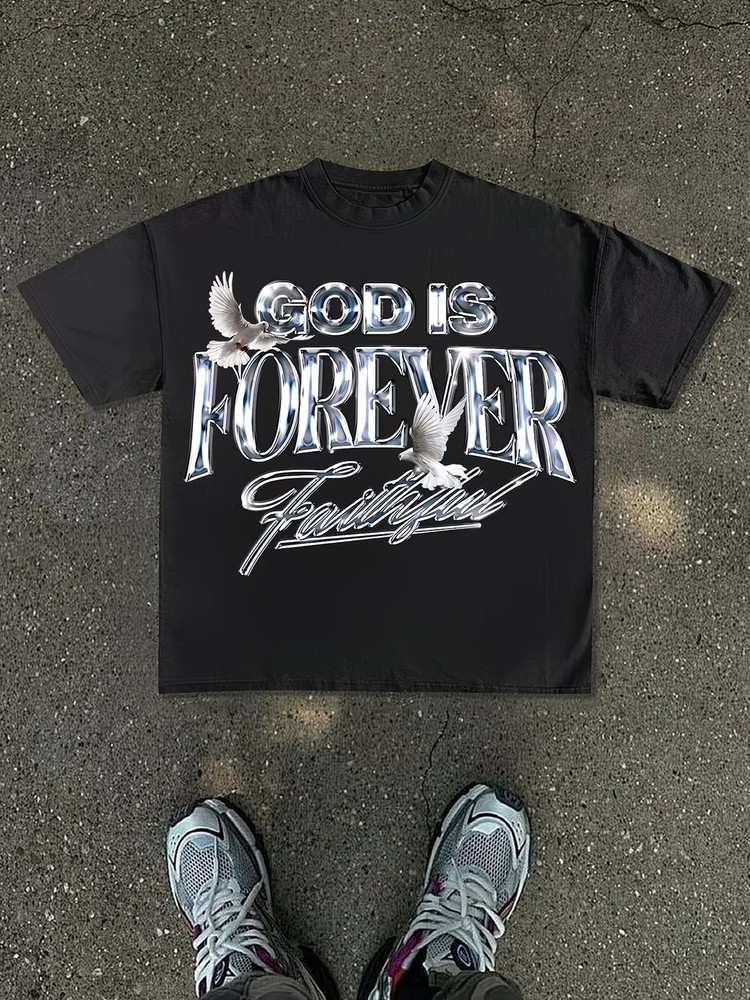 Men’S New T-Shirt | Loose Drop-Shoulder Short-Sleeve Style, Black Base with silv