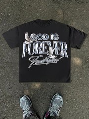 Men’S New T-Shirt | Loose Drop-Shoulder Short-Sleeve Style, Black Base with silv