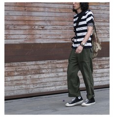 NON STOCK Retro Men’s Striped Short Sleeve T-Shirts Basic Cotton Casual Shirt