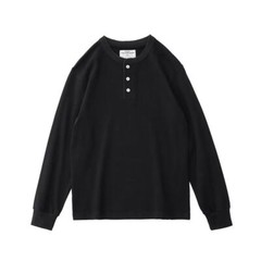 Vintage Men Long Sleeve Henry T-Shirt Pure Color Cotton Shirts Casual Tops