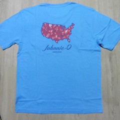 JOHNNIE O Mens M MEDIUM T SHIRT BREWS N VIEWS MALIBLU BLUE RED DALE 2.0 GOLF USA