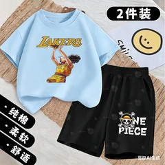 One Piece Anime Character Lakers Basketball Jersey Kids T-Shirt Set, Cool Sports