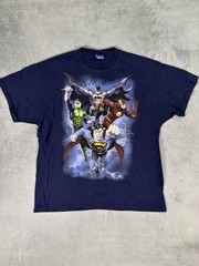 Vintage Justice League Shirt Mens 2XL Blue Navy DC Comics Graphic Cartoon Y2K