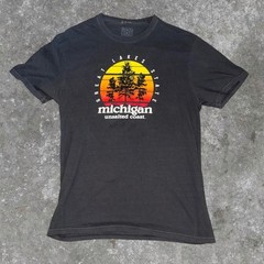 Unsalted Coast Michigan Great Lakes State Graphic T-Shirt Men’s Charcoal Gray Si