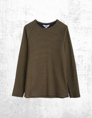 Men’s Seasalt Striped Long Sleeve Top Crew Neck Easy Fit Cotton Khaki Navy Strip