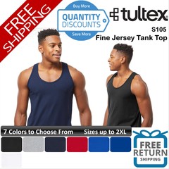 🔥 Tultex Men Fine Jersey ring-spun Tank Top Shirt Pre-washed Up To 2XL S105