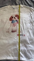 YAZBEK Vintage white top, American flag and Spca dog size L 100% cotton