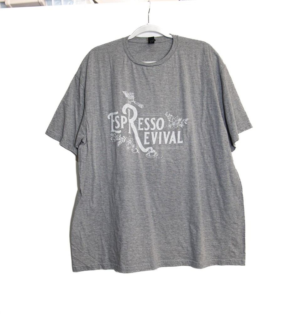 Espresso Revival Graphic Gray Short-Sleeve T-Shirt 2XL Cotton Blend Crew Neck