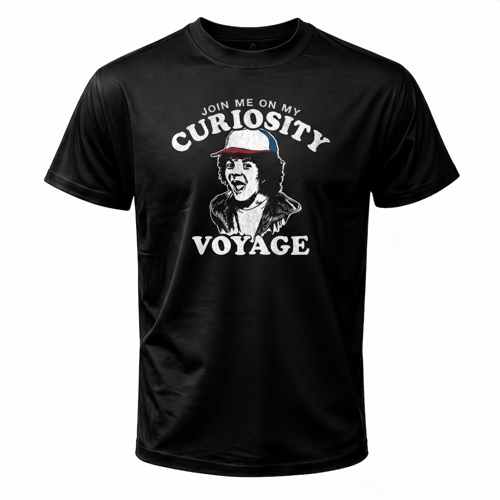 Retro Sci-Fi Curiosity Voyage Funny Graphic Tee Men Women Black T-Shirt S-5XL