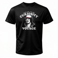 Retro Sci-Fi Curiosity Voyage Funny Graphic Tee Men Women Black T-Shirt S-5XL