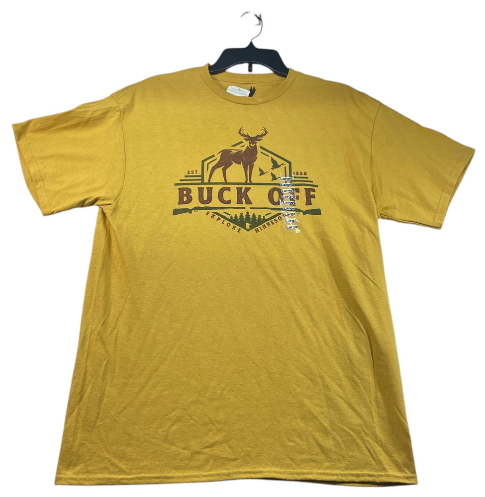 Minnesota Explorer Shirt Mens Size Large Yellow Short Sleeve 100% Cotton New