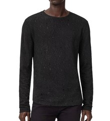 John Varvatos Collection Men’s Vera Distressed Jacquard Textured Crew Tee Black