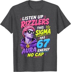 67 Funny Sigma 6 7 Aura No Cap Gen Z Meme Boys T-Shirt