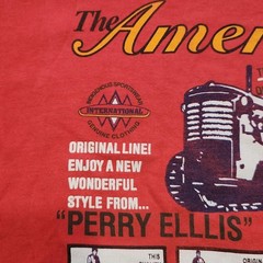 VTG Perry Ellis T Shirt Mens XL? Red America Tractor Graphic 90s Single Stitch