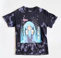 Hatsune Miku Black Bleach Wash Graphic Tee Size Adult Medium 100% Cotton
