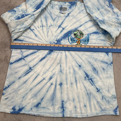 China Town Market Shirt Around The World Blue White Tie Dye Two Sided Sz Large