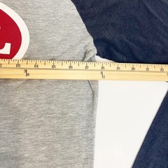 Hollister Mens Raglan Long Sleeve Shirt Gray Navy Blue Cal Graphic Y2K Small