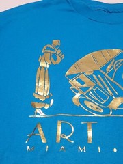 Vtg Art Deco Miami Florida C.G Designs ’92 Single Stitch XL Blue Gold Shirt USA